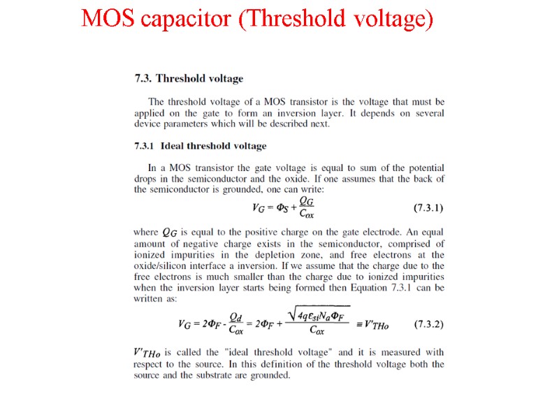 MOS capacitor (Threshold voltage)